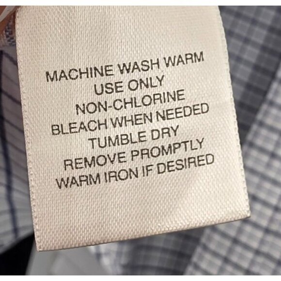 St. Johns Bay Iron-Free Medium Plaid Button-Down Shirt 100% Cotton White & Blue - Picture 5 of 16